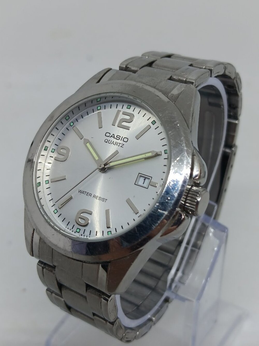 Casio MTP-1215 Men's 37mm Silver Dial S/Steel Japanese Quartz Date Watch NEWBATT